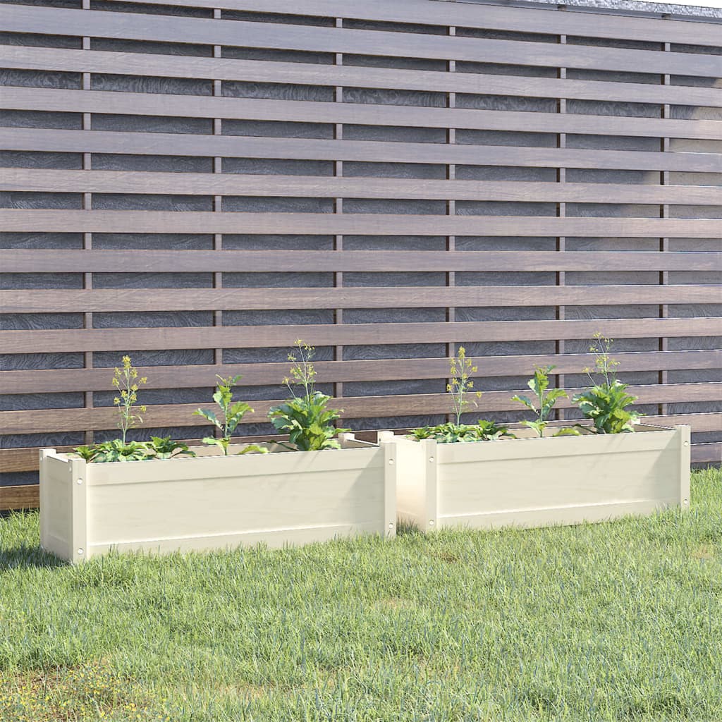 Berkfield Garden Planters 2 pcs White 100x31x31 cm Solid Pinewood