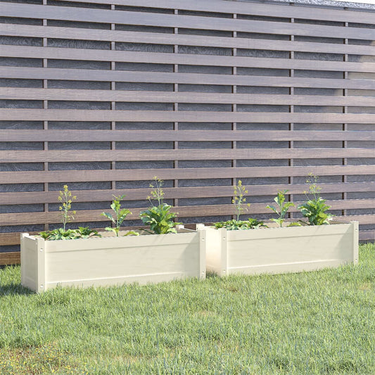 Berkfield Garden Planters 2 pcs White 100x31x31 cm Solid Pinewood