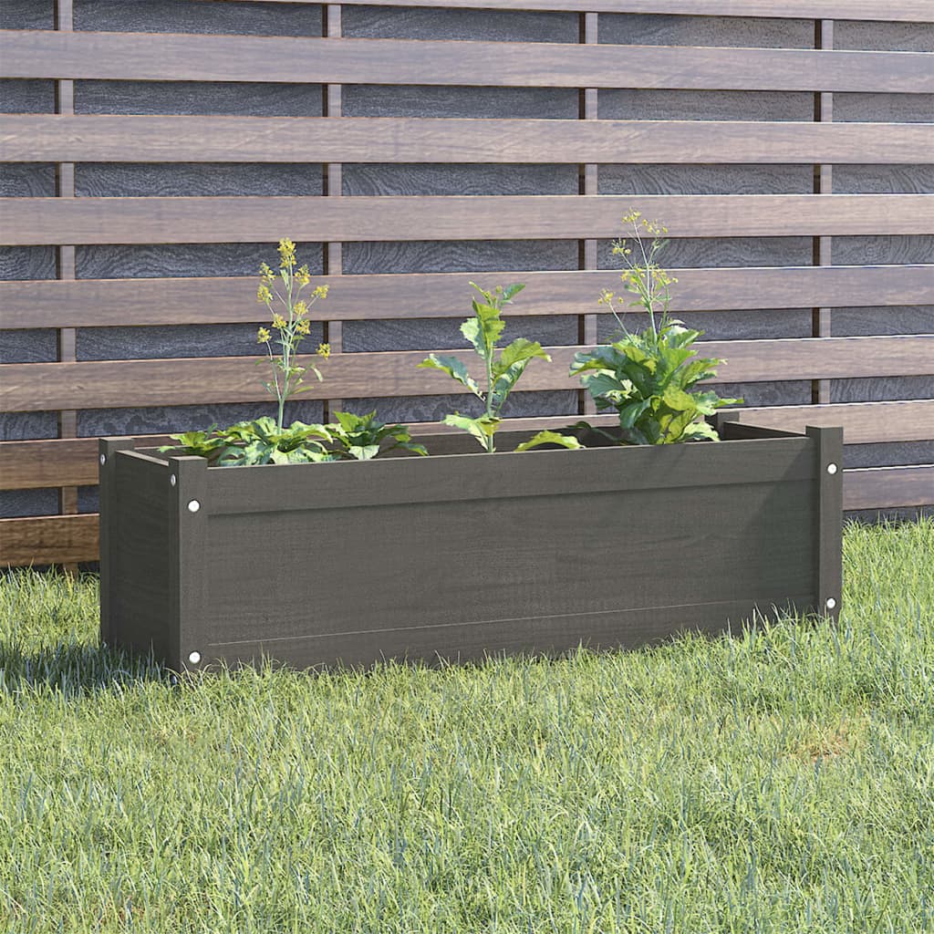 Berkfield Garden Planter Grey 100x31x31 cm Solid Pinewood