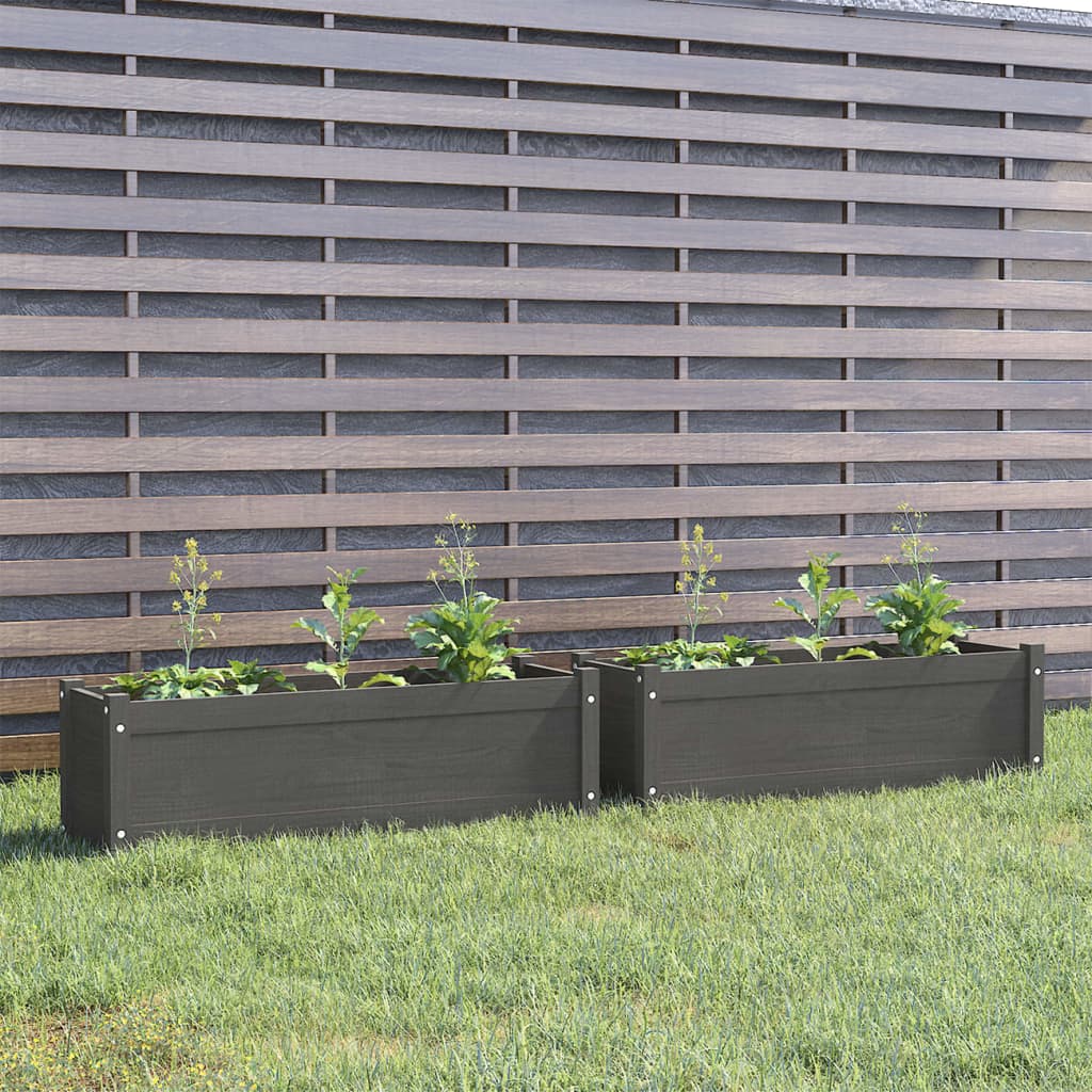 Berkfield Garden Planters 2 pcs Grey 100x31x31 cm Solid Pinewood