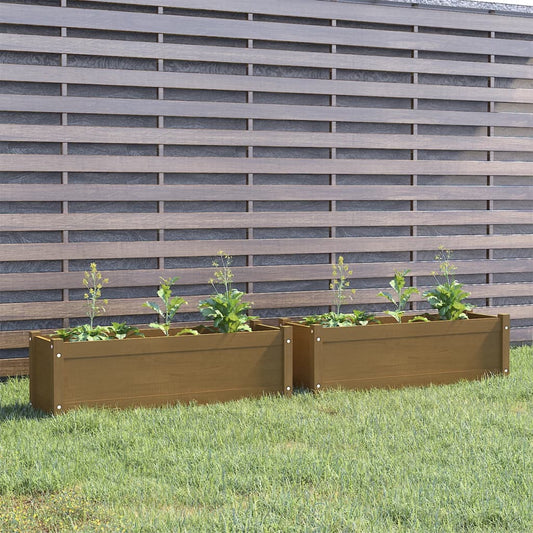 Berkfield Garden Planters 2 pcs Honey Brown 100x31x31cm Solid Pinewood