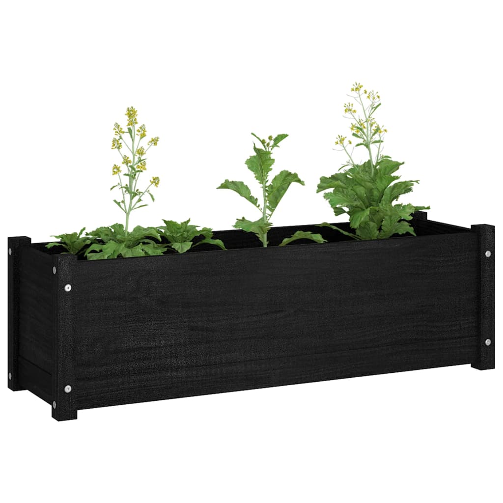 Berkfield Garden Planter Black 100x31x31 cm Solid Pinewood