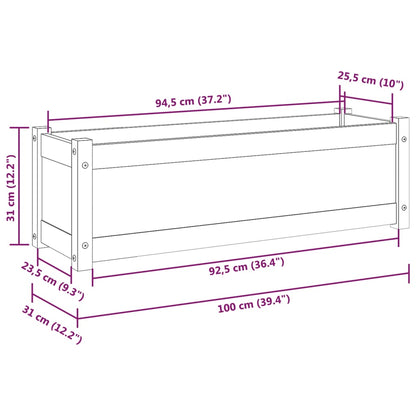 Berkfield Garden Planter Black 100x31x31 cm Solid Pinewood