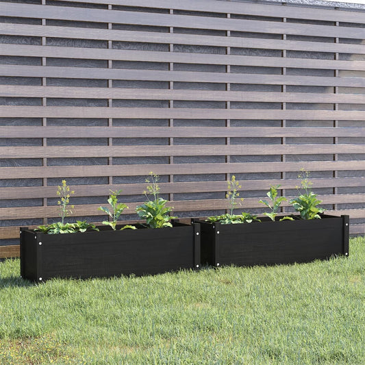 Berkfield Garden Planters 2 pcs Black 100x31x31 cm Solid Pinewood