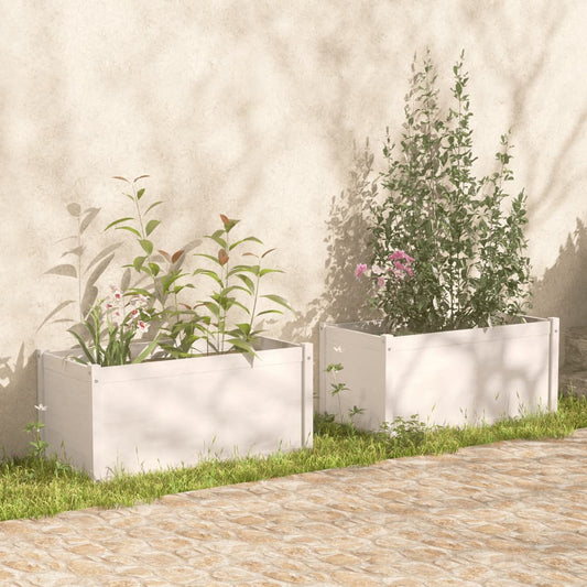 Berkfield Garden Planters 2 pcs White 100x50x50 cm Solid Pinewood