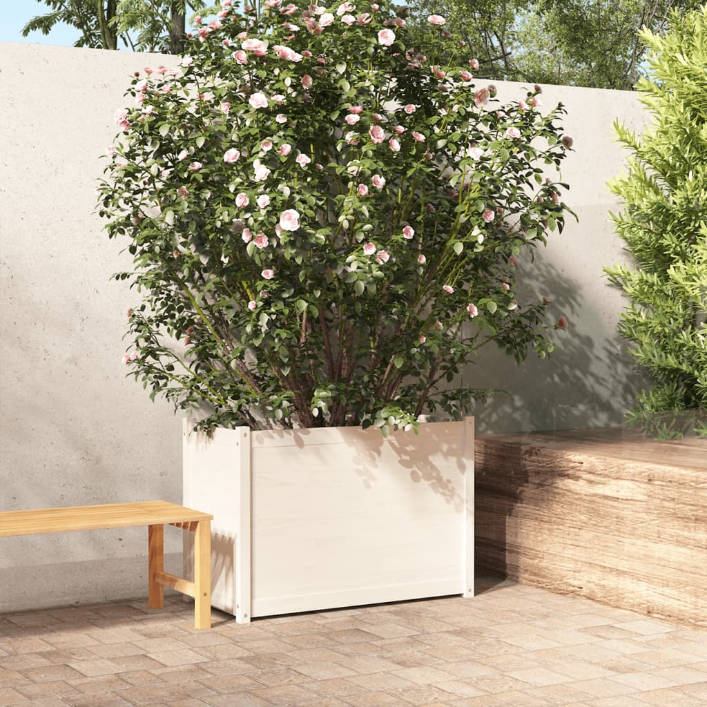 Berkfield Garden Planter White 100x50x70 cm Solid Pinewood