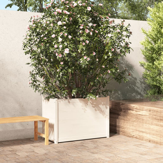 Berkfield Garden Planter White 100x50x70 cm Solid Pinewood