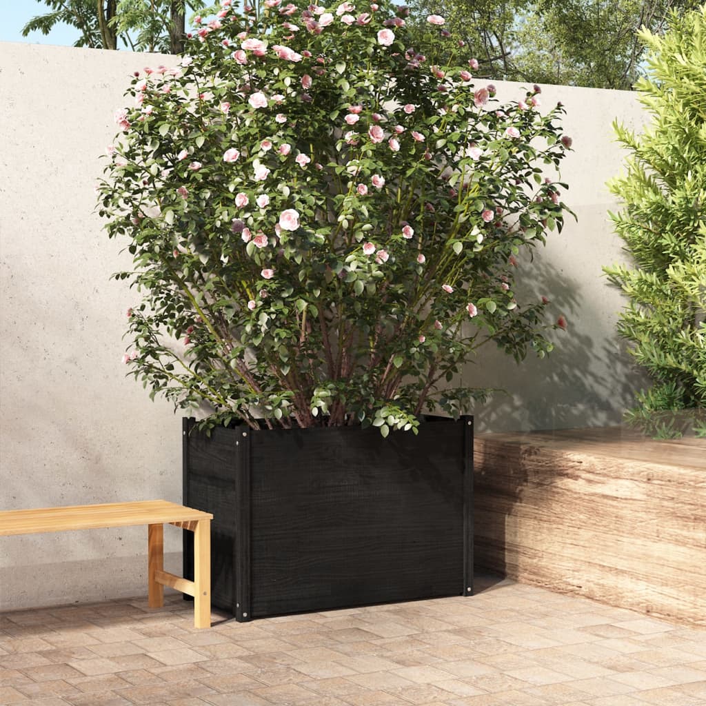 Berkfield Garden Planter Black 100x50x70 cm Solid Pinewood