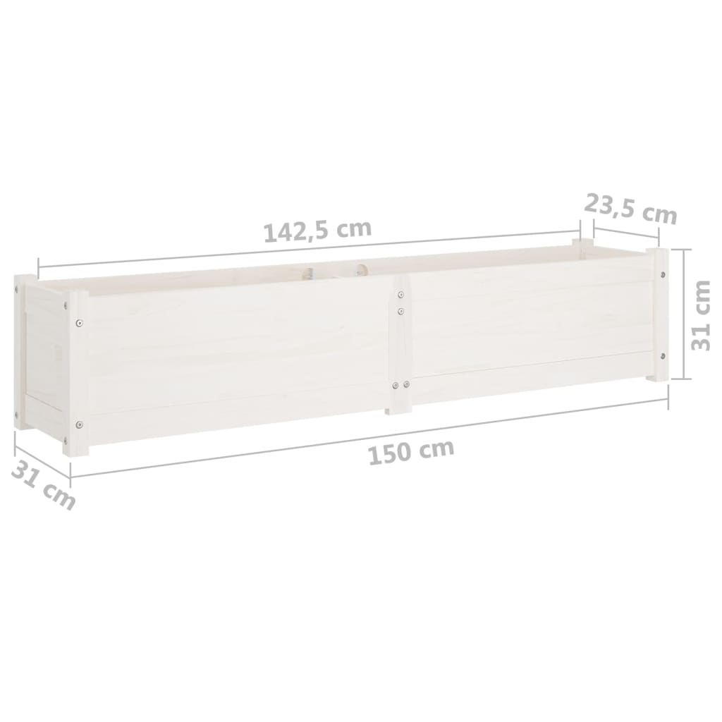 Berkfield Garden Raised Bed White 150x31x31 cm Solid Pinewood