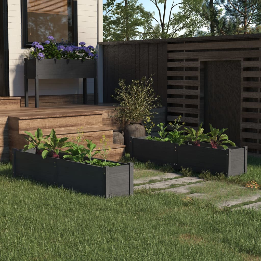 Berkfield Garden Raised Beds 2 pcs Grey 150x31x31 cm Solid Pinewood
