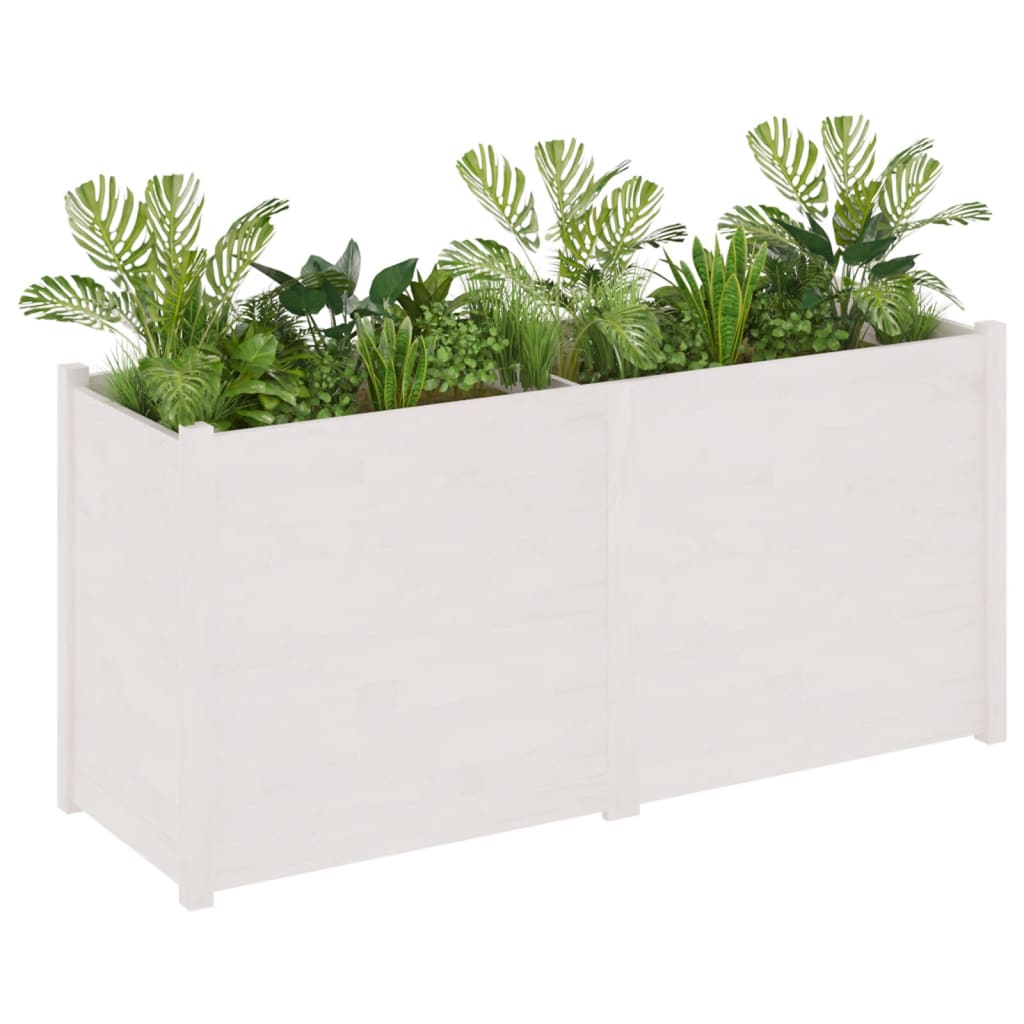 Berkfield Garden Planter White 150x50x70 cm Solid Pinewood