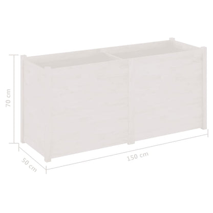 Berkfield Garden Planter White 150x50x70 cm Solid Pinewood