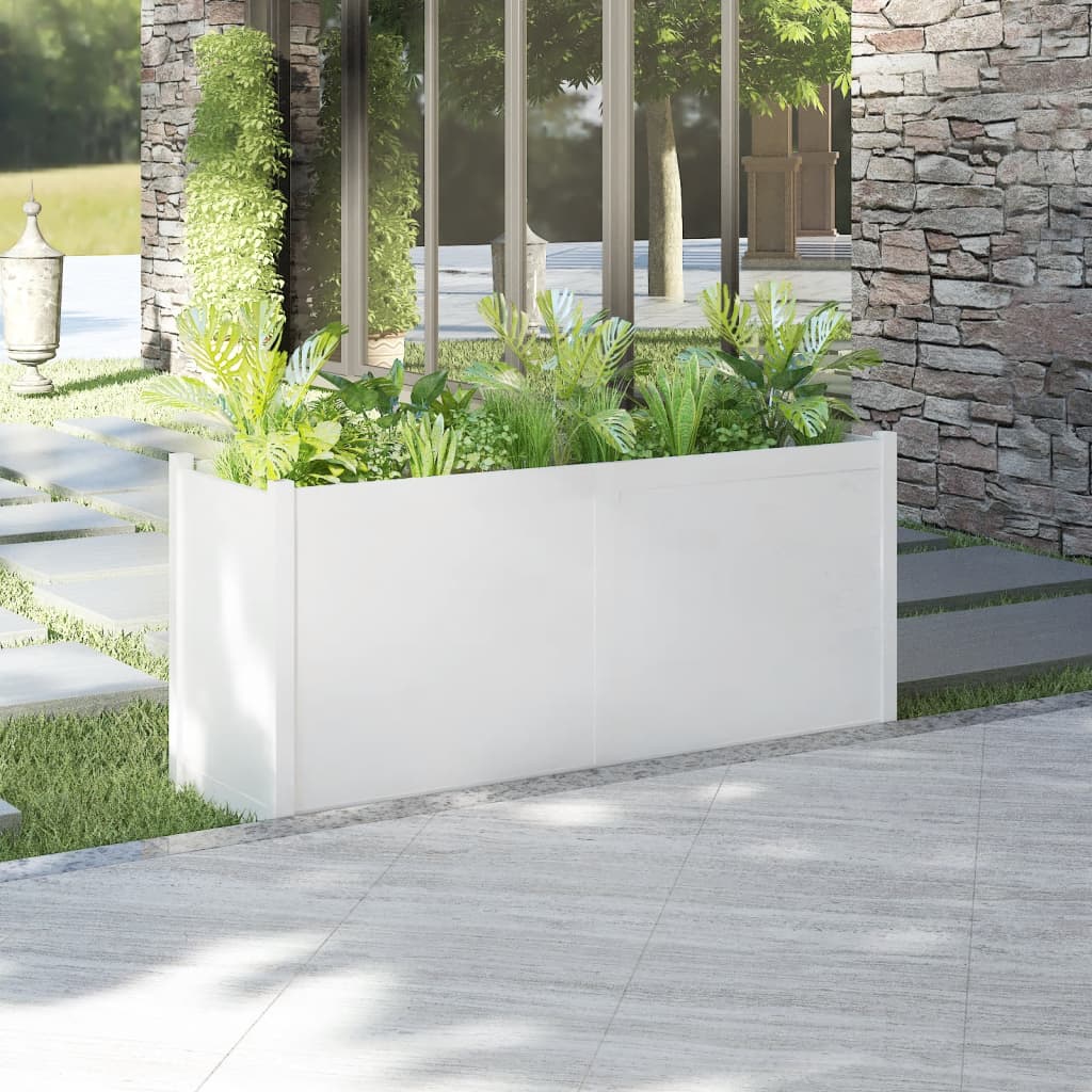 Berkfield Garden Planter White 150x50x70 cm Solid Pinewood