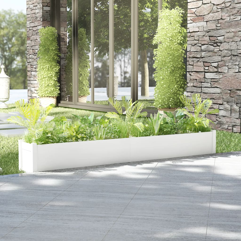 Berkfield Garden Planter White 200x31x31 cm Solid Pinewood
