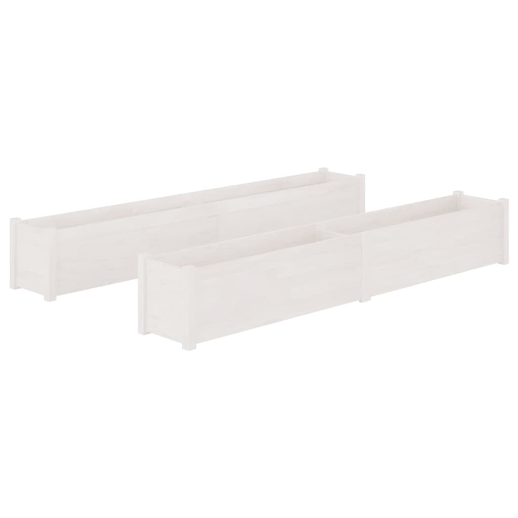 Berkfield Garden Planters 2 pcs White 200x31x31 cm Solid Pinewood