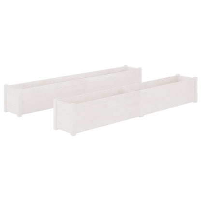 Berkfield Garden Planters 2 pcs White 200x31x31 cm Solid Pinewood