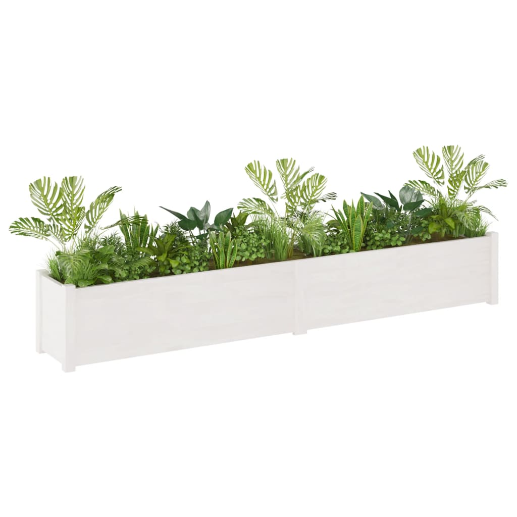 Berkfield Garden Planters 2 pcs White 200x31x31 cm Solid Pinewood