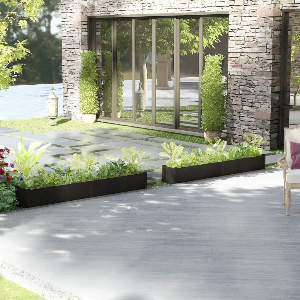 Berkfield Garden Planters 2 pcs Black 200x31x31 cm Solid Pinewood