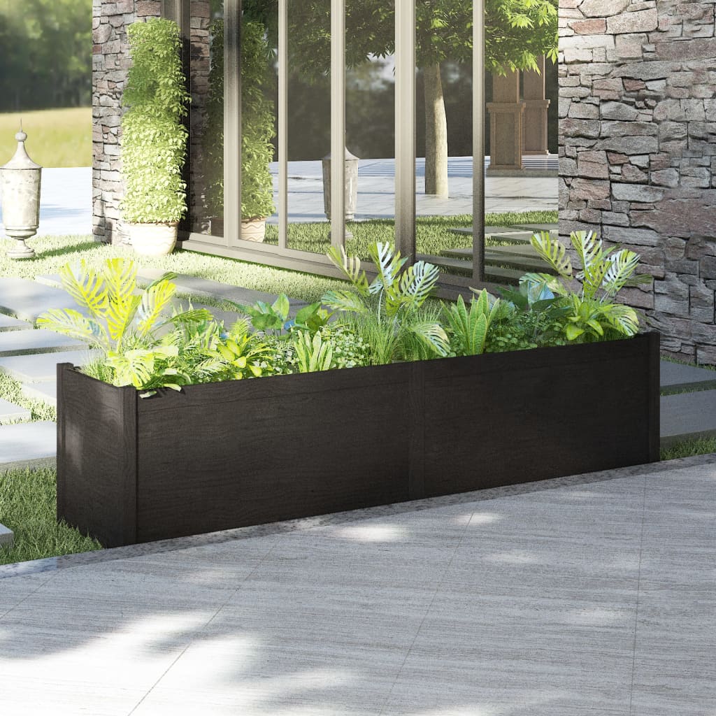 Berkfield Garden Planter Black 200x50x50 cm Solid Pinewood