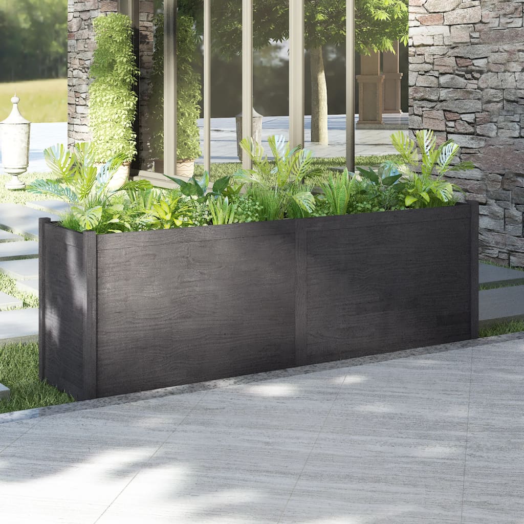 Berkfield Garden Planter Grey 200x50x70 cm Solid Pinewood
