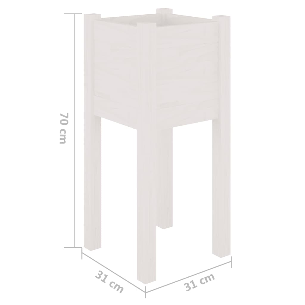 Berkfield Garden Planter White 31x31x70 cm Solid Pinewood