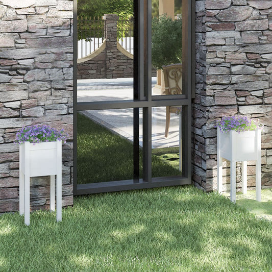 Berkfield Garden Planters 2 pcs White 31x31x70 cm Solid Pinewood