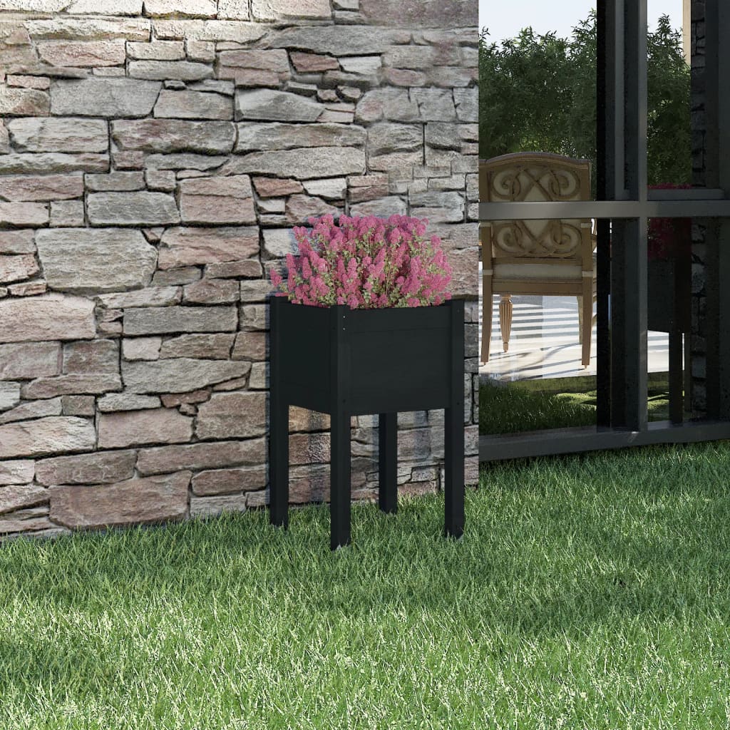 Berkfield Garden Planter Black 40x40x70 cm Solid Pinewood