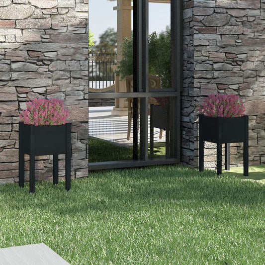 Berkfield Garden Planters 2 pcs Black 40x40x70 cm Solid Pinewood
