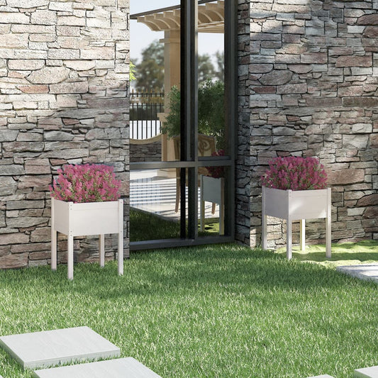 Berkfield Garden Planters 2 pcs White 50x50x70 cm Solid Pinewood