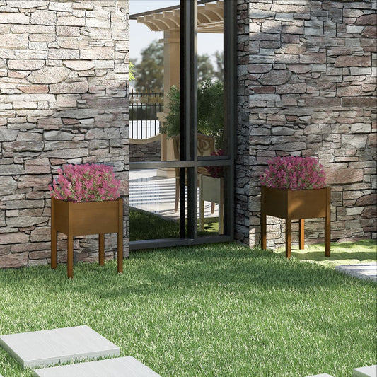 Berkfield Garden Planters 2 pcs Honey Brown 50x50x70 cm Solid Pinewood