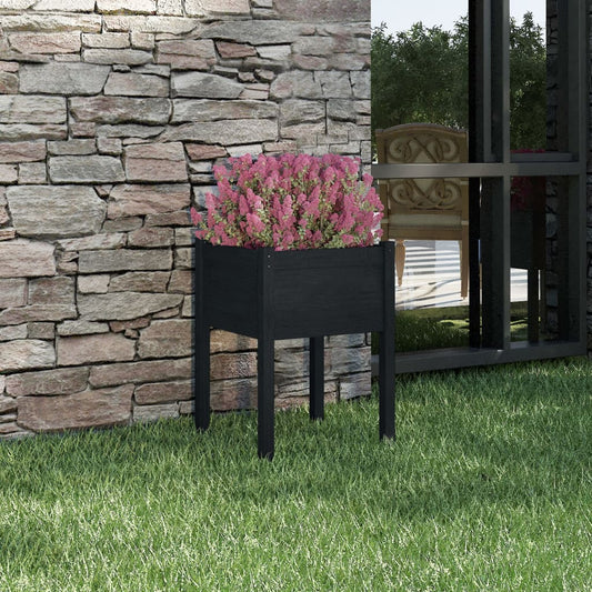 Berkfield Garden Planter Black 50x50x70 cm Solid Pinewood