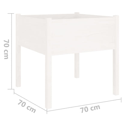 Berkfield Garden Planter White 70x70x70 cm Solid Pinewood