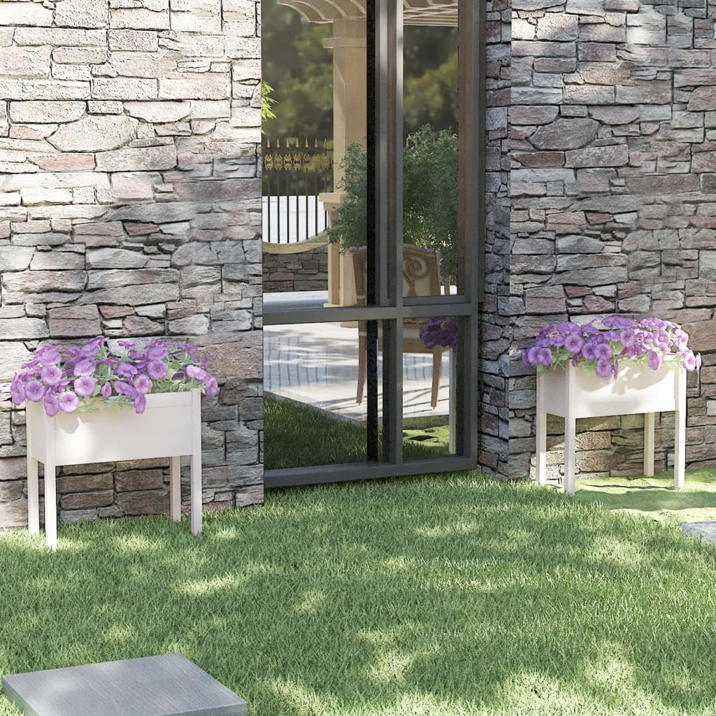 Berkfield Garden Planters 2 pcs White 70x31x70 cm Solid Pinewood