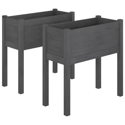 Berkfield Garden Planters 2 pcs Grey 70x31x70 cm Solid Pinewood