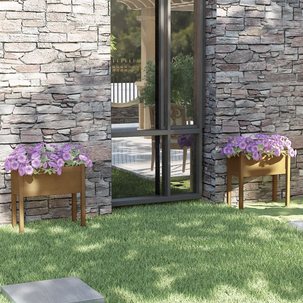 Berkfield Garden Planters 2 pcs Honey Brown 70x31x70 cm Solid Pinewood