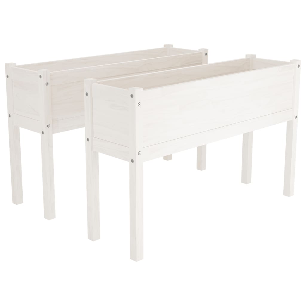 Berkfield Garden Planters 2 pcs White 110x31x70 cm Solid Pinewood