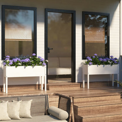 Berkfield Garden Planters 2 pcs White 110x31x70 cm Solid Pinewood