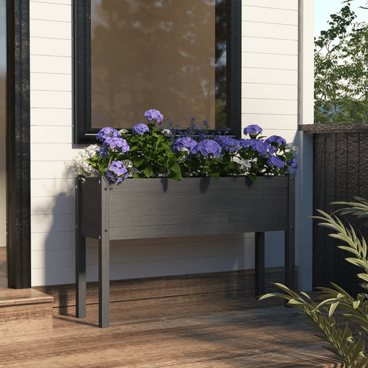 Berkfield Garden Planter Grey 110x31x70 cm Solid Pinewood