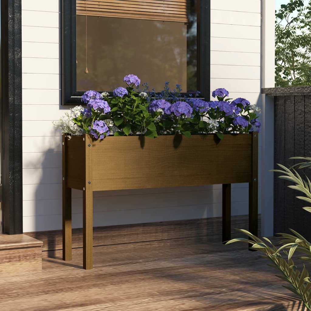 Berkfield Garden Planter Honey Brown 110x31x70 cm Solid Pinewood