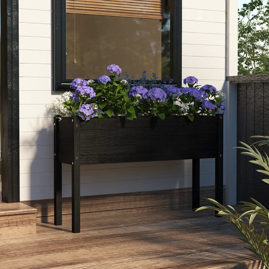Berkfield Garden Planter Black 110x31x70 cm Solid Pinewood