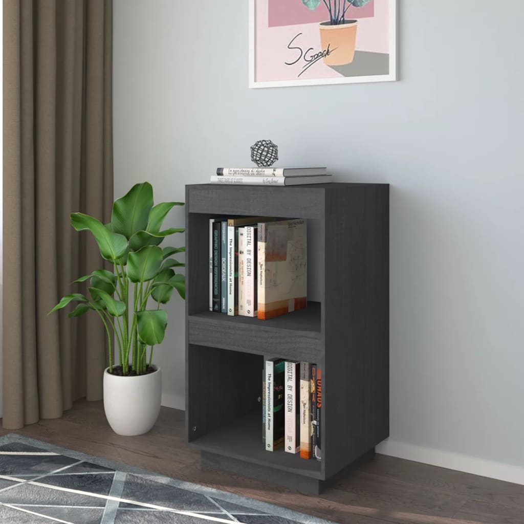 Berkfield Book Cabinet Grey 40x35x71 cm Solid Pinewood