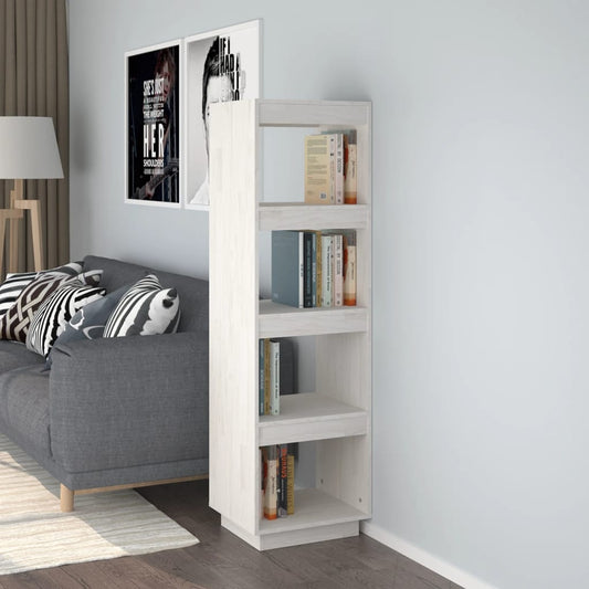 Berkfield Book Cabinet/Room Divider White 40x35x135 cm Solid Pinewood