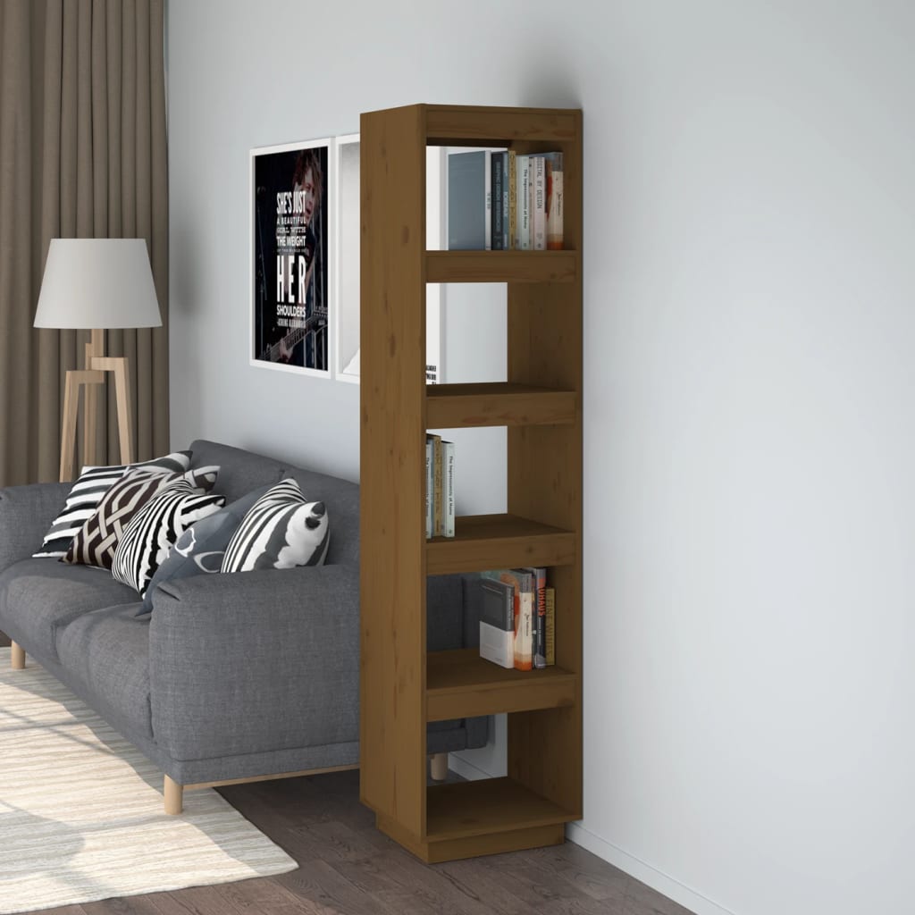 Berkfield Book Cabinet/Room Divider Honey Brown 40x35x167 cm Solid Wood Pine