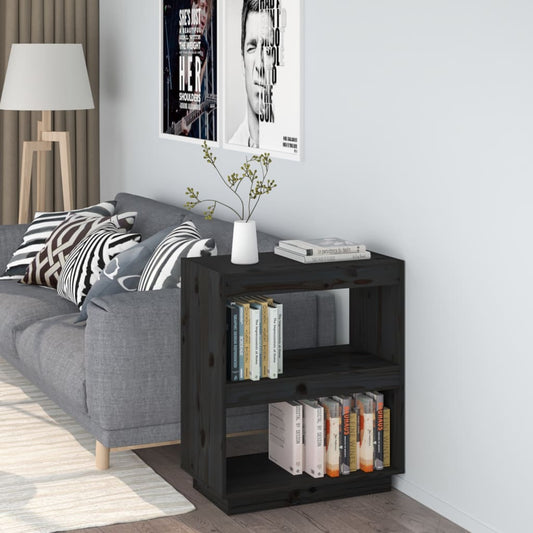Berkfield Book Cabinet Black 60x35x71 cm Solid Wood Pine