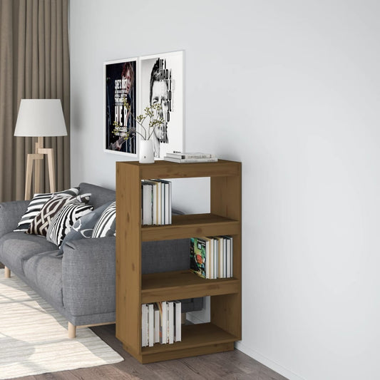 Berkfield Book Cabinet/Room Divider Honey Brown 60x35x103 cm Solid Wood Pine