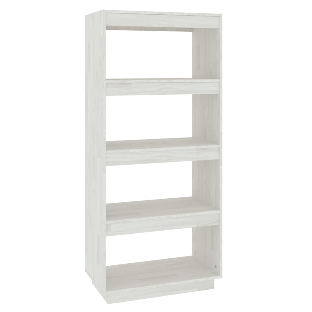 Berkfield Book Cabinet/Room Divider White 60x35x135 cm Solid Pinewood