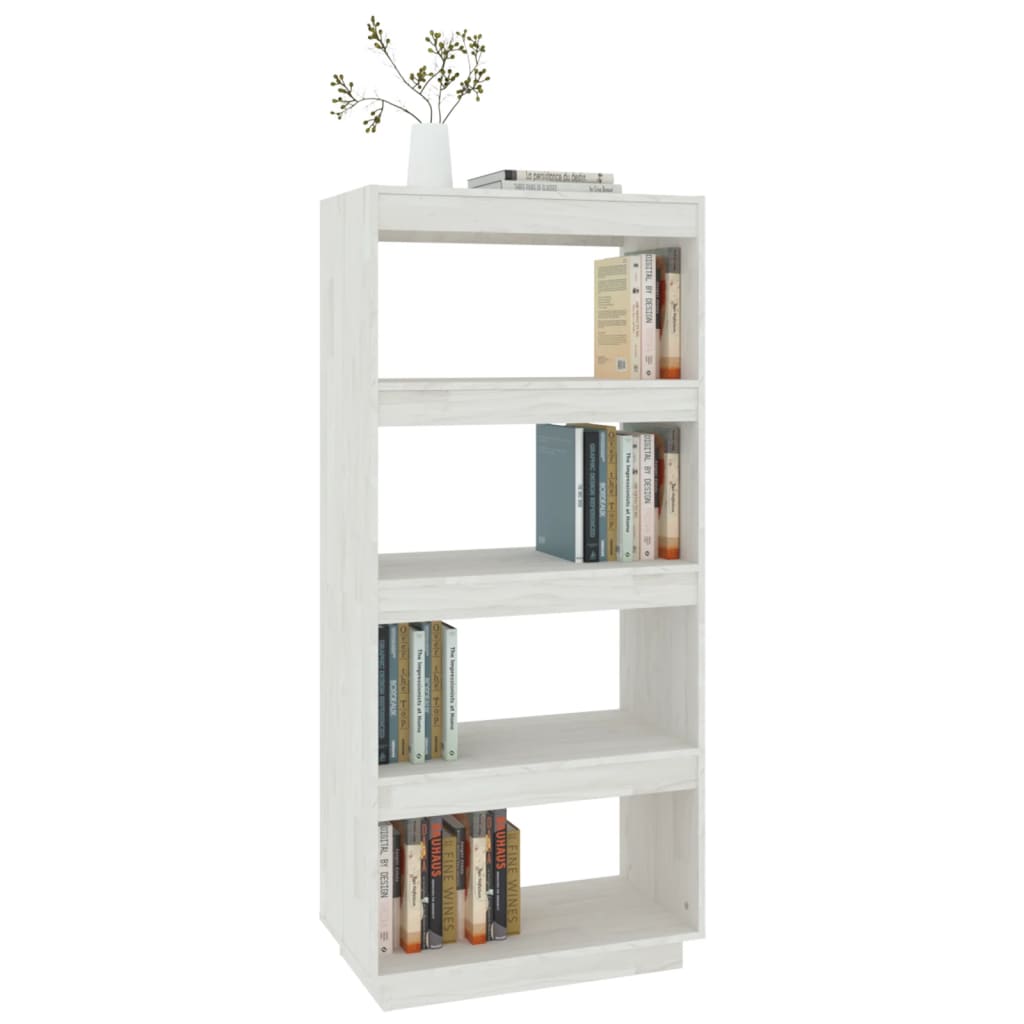 Berkfield Book Cabinet/Room Divider White 60x35x135 cm Solid Pinewood