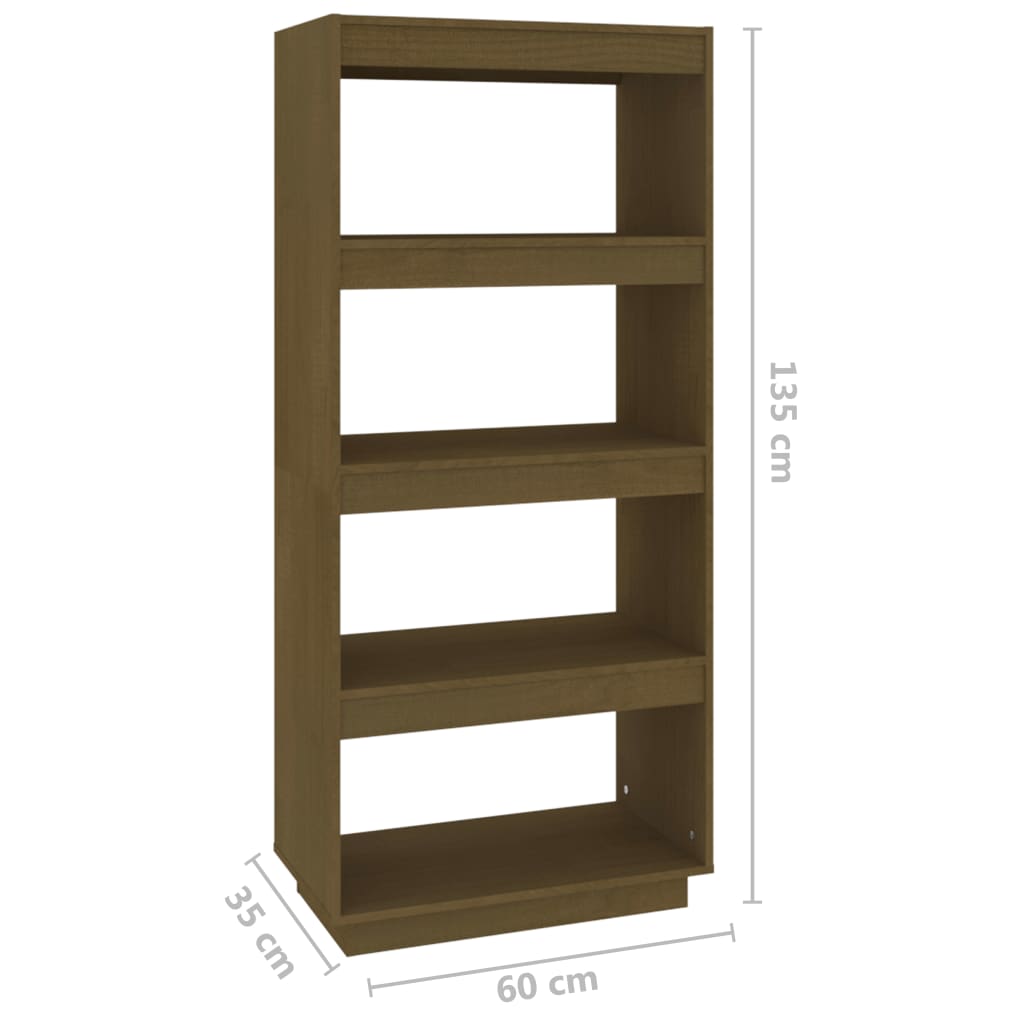 Berkfield Book Cabinet/Room Divider Honey Brown 60x35x135 cm Solid Pinewood