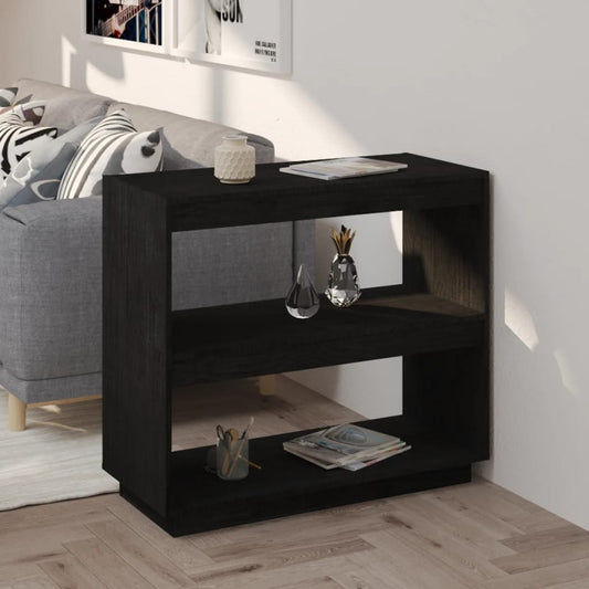 Berkfield Book Cabinet Black 80x35x71 cm Solid Pinewood