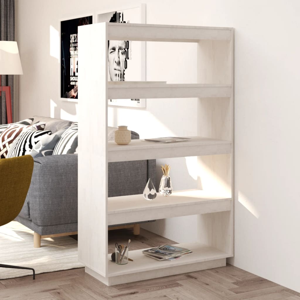 Berkfield Book Cabinet/Room Divider White 80x35x135 cm Solid Pinewood